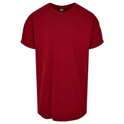 Image of Urban Classics LONG Shaped Turnup Basic Tshirt, Men&#039;s, Size: XS, Brickred