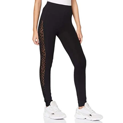 Image of Urban Classics Flock LACE Stripe Leggings Trousers, Women&#039;s, Size: Large, Black