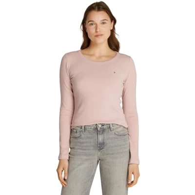Image of Tommy Hilfiger SLIM Long sleeved top, Women&#039;s, Size: XXL, Foggy pink