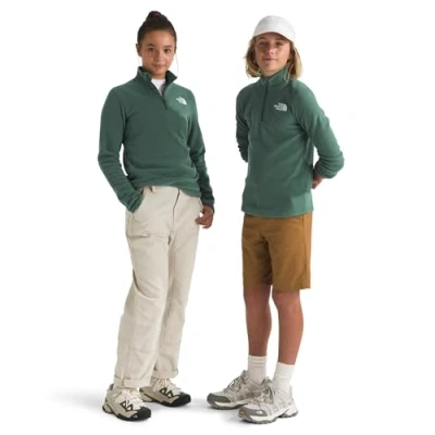 Image of The North Face TEEN Glacier ZIP Unisex Fleece jumper for kids, Size: 10y, Duck green