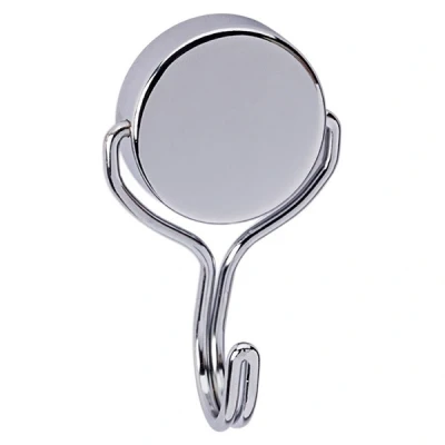 Image of Maul Neodymium Magnet with Carousel Hook, Round, Rotatable, Steel, 30 kg Holding Force, 38.5 mm, Light Silver