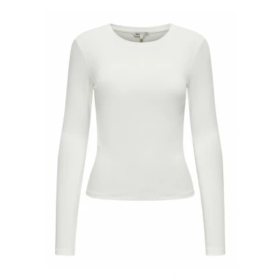 Image of ONLY Women&#039;s Onlriley O Neck L/S Top JRS Shirt, Cloud Dancer, L