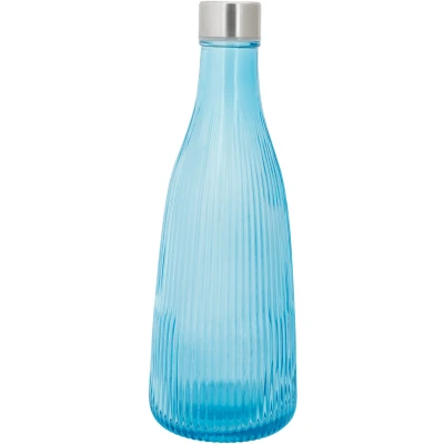 Image of Cosy &amp; Trendy water carafe Atla with stainless steel cap Glass Azure Blue 1 liter