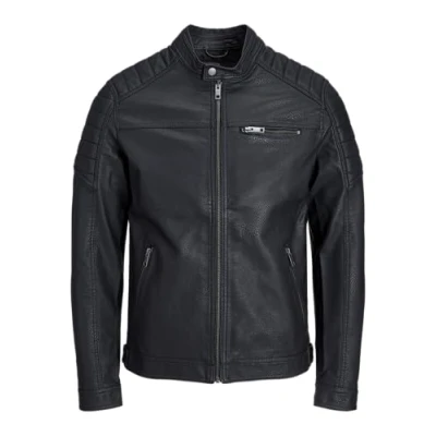 Image of JACK &amp; JONES Mens Suede Jacket, Black, L