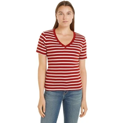 Image of Tommy Hilfiger SLIM CODY Basic Tshirt, Women&#039;s, Size: XS, Breton/dark magma/ecru