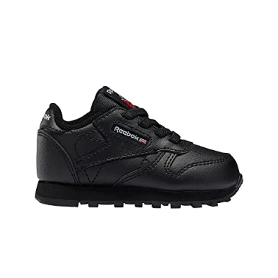 Image of Reebok Classic Leather Baby shoes for kids, Size: 5.5K, Black Leather/synthetics