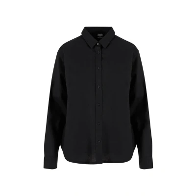 Image of Urban Classics Women&#039;s Ladies Linen Mixed Oversized Shirt, Black, XXL