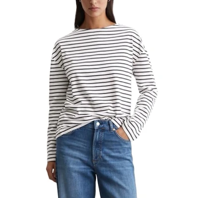 Image of Marc O&#039;Polo Denim BOAT NECK Relaxed Long sleeved top, Women&#039;s, Size: Medium, Off white
