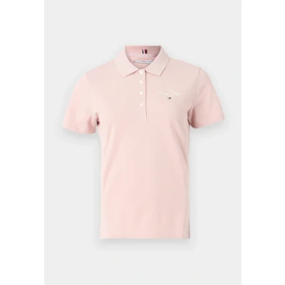 Image of Tommy Hilfiger SLIM Script Graphic Polo shirt, Women&#039;s, Size: XL, Foggy pink