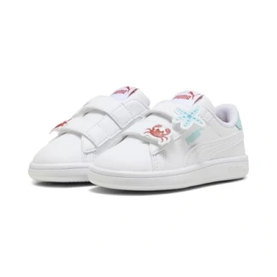 Image of Puma Smash 3.0 Badges Unisex Trainers for kids, Size: 8.5K, white safe lake red fire Synthetics