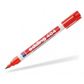 Image of edding 404 permanent marker red 10 pens fine round tip 0.75 mm waterproof, quick drying, smear proof for cardboard, plastic, wood, metal, glass and fabric