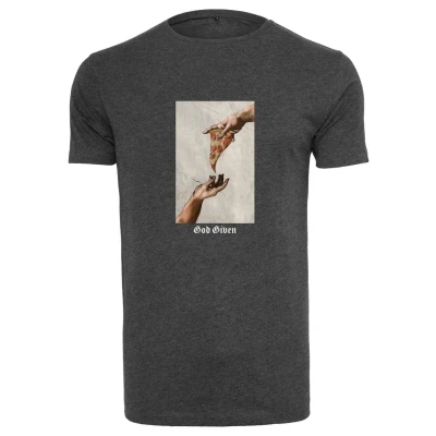 Image of Mister Tee GOD Given Pizza Print Tshirt, Men&#039;s, Size: Small, Charcoal
