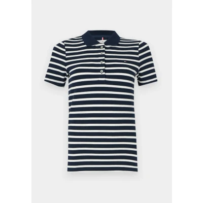 Image of Tommy Hilfiger Women&#039;s S/S Polo, Blue (Dark Night Navy/Ecru Stp), L