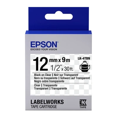 Image of LabelWorks LW 400VP Epson LK 4TBN black on transparent tape, 12mm (original)