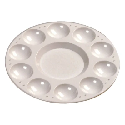Image of Lefranc Bourgeois Paint 10 Cavities Round Plastic Palette White