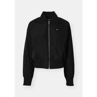 Image of Tommy Jeans Essential Jacket Bomber Jacket, Women&#039;s, Size: Medium, Black