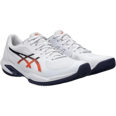 Image of Asics Solution Swift FF 2 Clay court tennis shoes, Men&#039;s, Size: 7.5, White/nova orange shoes