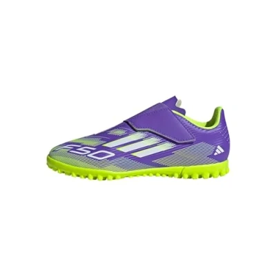Image of adidas Performance F50 CLUB Unisex Football boots turf for kids, Size: 11.5K, Purple rush/white/lucid lemon shoes