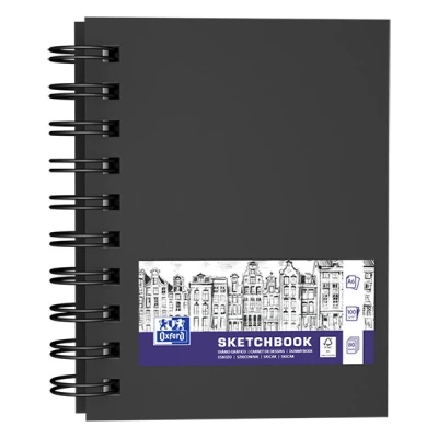 Image of Oxford Sketch Book A6 Hard Cover Double Spiral Binding 80 Sheets 100 g Black Pack of 5