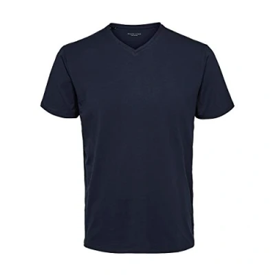 Image of SELECTED HOMME Men&#039;s Slhnewpima Ss O Neck Tee Noos T Shirt, Blue (Navy Blazer Blazer), S