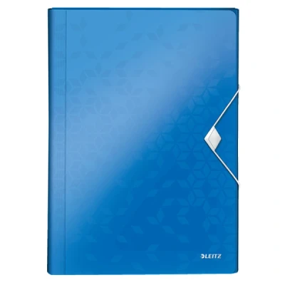 Image of Leitz A4 Expanding File with 6 Compartments, Elastic Band Fastener, Metallic Blue, WOW Range, 45890036