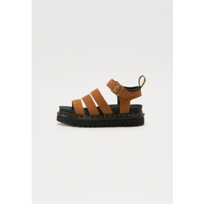 Image of Dr. Martens Blaire Platform sandals, Women&#039;s, Size: 5, Desert brown tumbled nubuck Suede