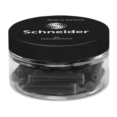 Image of Schneider 6701 Writing Instruments Ink Cartridge Standard for Fountain Pen Black Pack of 30 Round Box