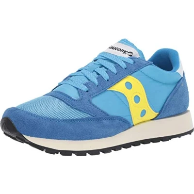 Image of Saucony JAZZ Original Vintage Trainers, Men&#039;s, Size: 10, Yellow/blue Leather and textile