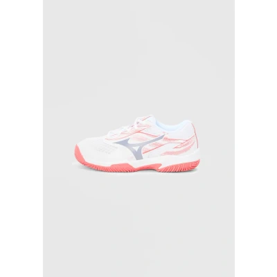 Image of Mizuno BREAK SHOT 5 Jr. CC Tennis Shoes White/Blue Granite/Calypso Coral Junior Size 6