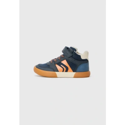 Image of Geox Gisli Hightop trainers for kids, Size: 1, Navy/dark orange shoes