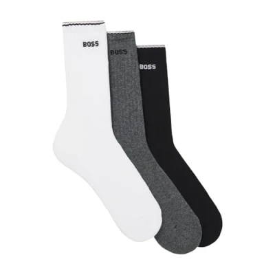 Image of BOSS Stripe 3 PACK Socks, Men&#039;s, Size: 9 11, Black/white
