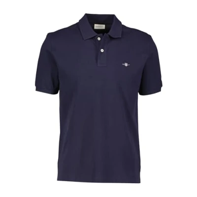 Image of GANT Men&#039;s Reg Emb Archive Shield Polo Shirt, Evening Blue, 4XL