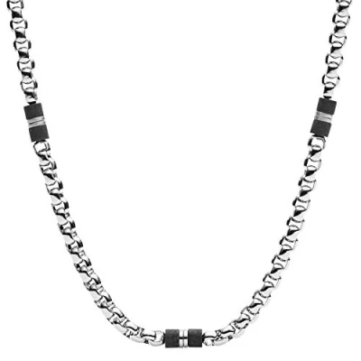 Image of Fossil Necklace silvercoloured, Men&#039;s, Size: One Size, Silver coloured