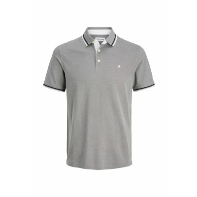 Image of JACK &amp; JONES Male Polo Shirt Plus Size Plain Shirt, Ultimate Grey, 4XL