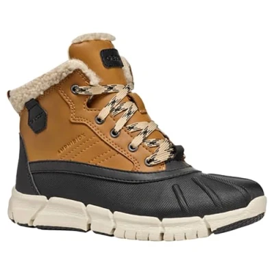 Image of Geox Flexyper BOY ABX Laceup ankle boots for kids, Size: 5, Dark yellow/black Synthetics/textile