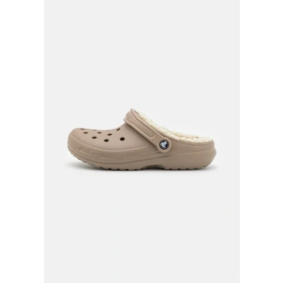 Image of Crocs Classic Lined Unisex Slippers, Size: M9/W10, Mushroom/bone Synthetics
