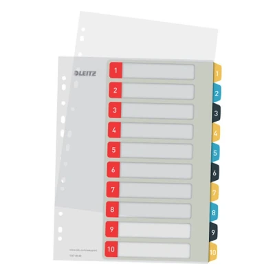 Image of Leitz A4 Printable Index 1 10, Heavy Duty, Cosy Range, Multicoloured, 12470000