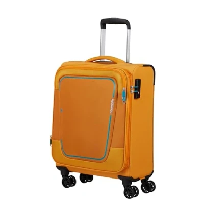 Image of American Tourister Pulsonic Spinner S, Expandable Hand Luggage, Yellow (Sunset Yellow), 55, S (55 cm 17 oz)