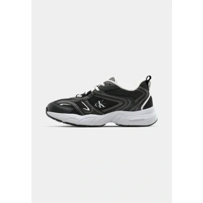 Image of Calvin Klein Jeans Retro Tennis Trainers, Women&#039;s, Size: 6.5, Black/bright white Imitation leather/ textile
