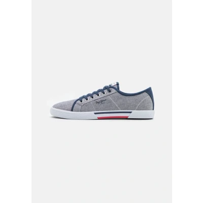 Image of Pepe Jeans Brady Chambray Trainers, Men&#039;s, Size: 10, Blue Cotton