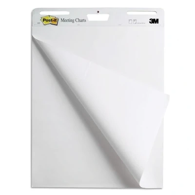 Image of Post it Super Sticky Self Stick Meeting Chart, White, 63.5 cm x 76.2 cm, Promo Pack, 2 + 1 FREE For Brainstorming Anywhere and Keeping all Ideas Visible
