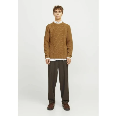 Image of Jack &amp; Jones Premium Jprbludiogo Cable KNIT Jumper, Men&#039;s, Size: XS, Brown sugar