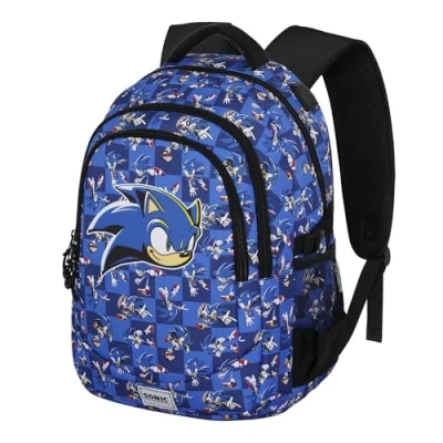 Image of Sonic The Hedgehog Sega Action PLUS Running Backpack, Blue, 34 x 46 cm, Capacity 32 L, One Size, Backpack