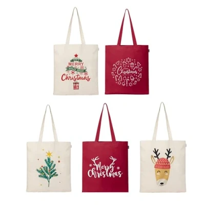 Image of Eco Right Aesthetic Canvas Tote Bag for Women, Cute, Trendy &amp; Reusable Cotton Bags School, Shopping, Gym, Library and Beach, Perfect Groceries, Gifts Teachers, All Christmas Tote, One