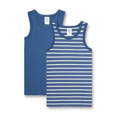 Image of Sanetta MINI 2 PACK Undershirt for kids, Size: 7 8y, Ink blue