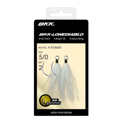 Image of BKK Lone Diablo BT White Bucktail Seafish Hook 4/0 Sea fishing hooks