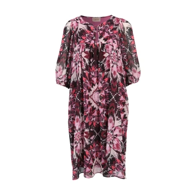Image of Cartoon Casualmit Print Day dress, Women&#039;s, Size: 10, Lilac dark red
