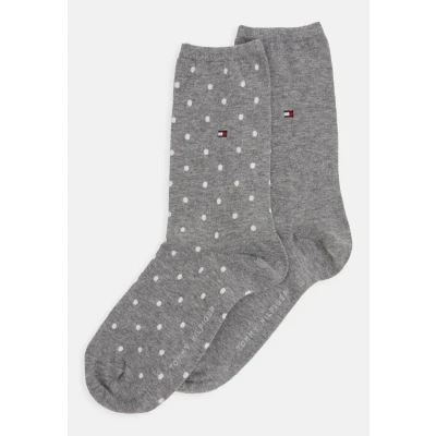 Image of Tommy Hilfiger 2 Pack Dots Pattern Women&#039;s Socks, Middle Grey Melange 2.5 5 Grey, 3