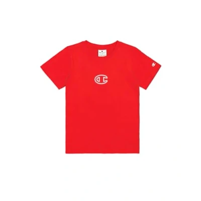 Image of Champion Graphic Crewneck WITH Large LOGO Print Tshirt for kids, Size: 13 14y, Classic red