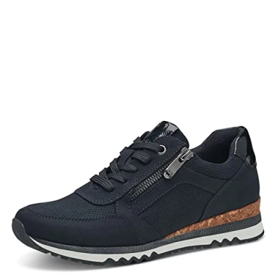 Image of MARCO TOZZI Women&#039;s Flat Trainers with Zip Vegan, Dk Navy Comb, 8 UK